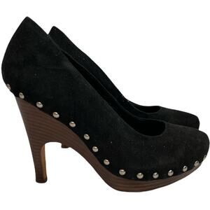 Dolce Vita Black Suede Studded Pumps Clog Heels Women's Size 8
